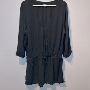 Aerie Long Sleeve Black Shorts Romper 100% Viscose
